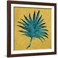 Leaf on Yellow Burlap-Elizabeth Medley-Framed Art Print