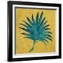 Leaf on Yellow Burlap-Elizabeth Medley-Framed Art Print