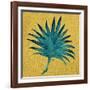 Leaf on Yellow Burlap-Elizabeth Medley-Framed Art Print