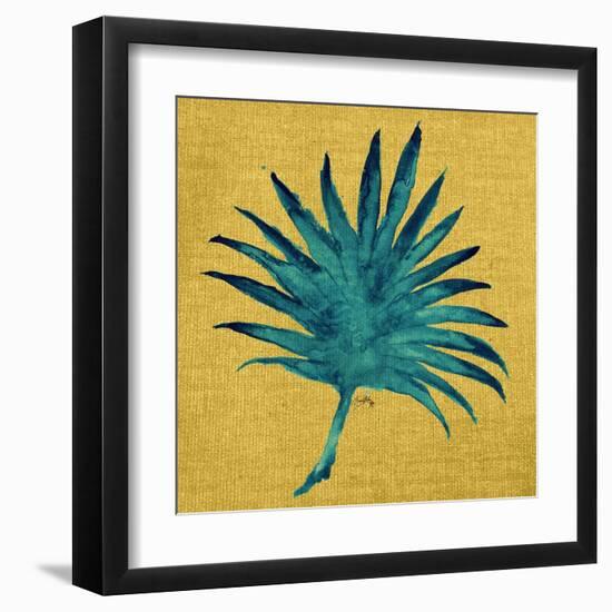 Leaf on Yellow Burlap-Elizabeth Medley-Framed Art Print