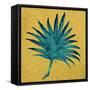 Leaf on Yellow Burlap-Elizabeth Medley-Framed Stretched Canvas