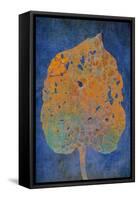 Leaf Orange on Blue-Cora Niele-Framed Stretched Canvas