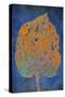 Leaf Orange on Blue-Cora Niele-Stretched Canvas