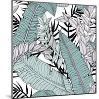 Leaf Pattern with Tropical Plants-Mirifada-Mounted Art Print