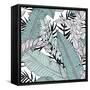 Leaf Pattern with Tropical Plants-Mirifada-Framed Stretched Canvas