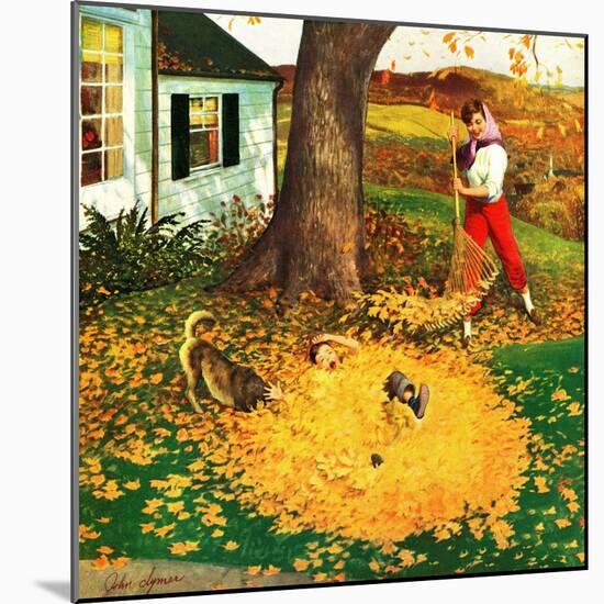 "Leaf Pile", October 16, 1954-John Clymer-Mounted Giclee Print