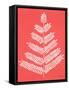 Leaflets in White on Coral – Cat Coqullette-Cat Coquillette-Framed Stretched Canvas