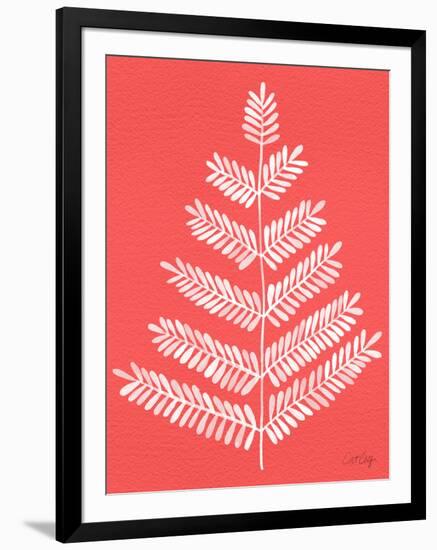 Leaflets in White on Coral – Cat Coqullette-Cat Coquillette-Framed Giclee Print