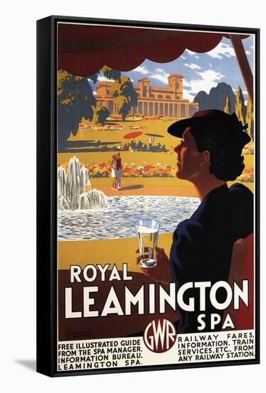Leamington, England - Royal Spa, Woman Drinking Water Rail Poster-Lantern Press-Framed Stretched Canvas
