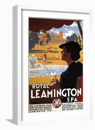 Leamington, England - Royal Spa, Woman Drinking Water Rail Poster-Lantern Press-Framed Art Print