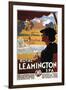 Leamington, England - Royal Spa, Woman Drinking Water Rail Poster-Lantern Press-Framed Art Print