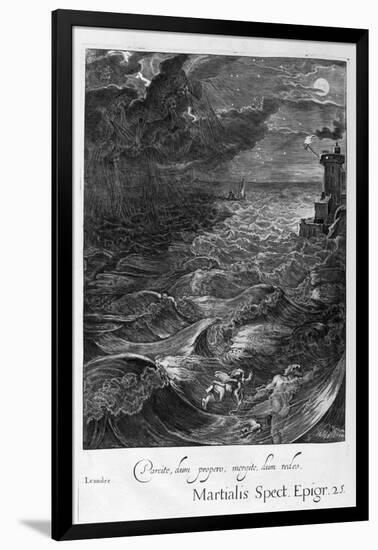 Leander Swims over the Hellespont to Meet His Mistress Hero, 1655-Michel de Marolles-Framed Giclee Print