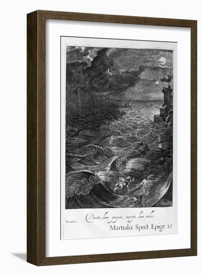 Leander Swims over the Hellespont to Meet His Mistress Hero, 1655-Michel de Marolles-Framed Giclee Print