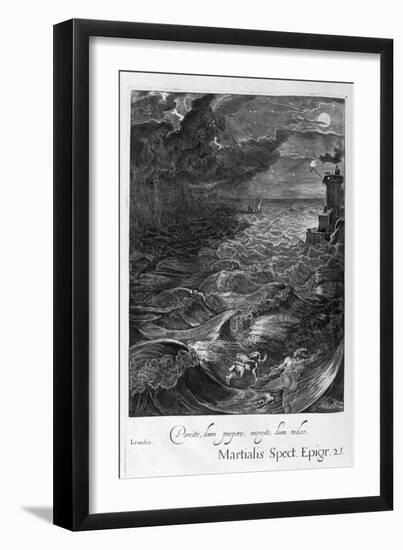 Leander Swims over the Hellespont to Meet His Mistress Hero, 1655-Michel de Marolles-Framed Giclee Print