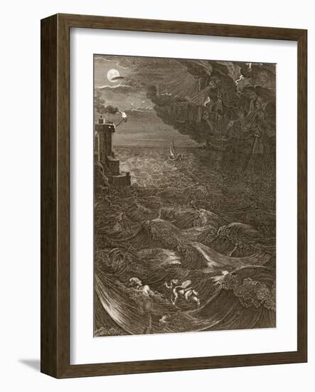 Leander Swims Over the Hellespont to Meet his Mistress Hero, 1730-Bernard Picart-Framed Giclee Print