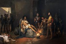 The Torture of Cuahutemoc in the 16th Century-Leandre Izaguirre-Mounted Giclee Print