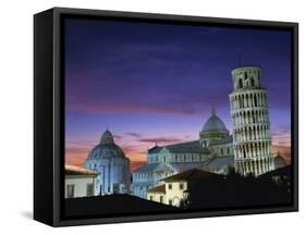 Leaning Tower, Duomo and Baptistery at Sunset in the City of Pisa, Tuscany, Italy-null-Framed Stretched Canvas
