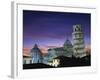 Leaning Tower, Duomo and Baptistery at Sunset in the City of Pisa, Tuscany, Italy-null-Framed Photographic Print