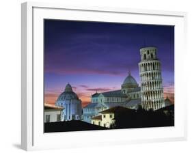 Leaning Tower, Duomo and Baptistery at Sunset in the City of Pisa, Tuscany, Italy-null-Framed Photographic Print