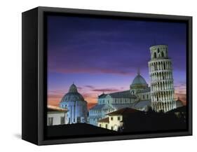 Leaning Tower, Duomo and Baptistery at Sunset in the City of Pisa, Tuscany, Italy-null-Framed Stretched Canvas