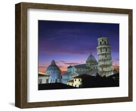 Leaning Tower, Duomo and Baptistery at Sunset in the City of Pisa, Tuscany, Italy-null-Framed Photographic Print