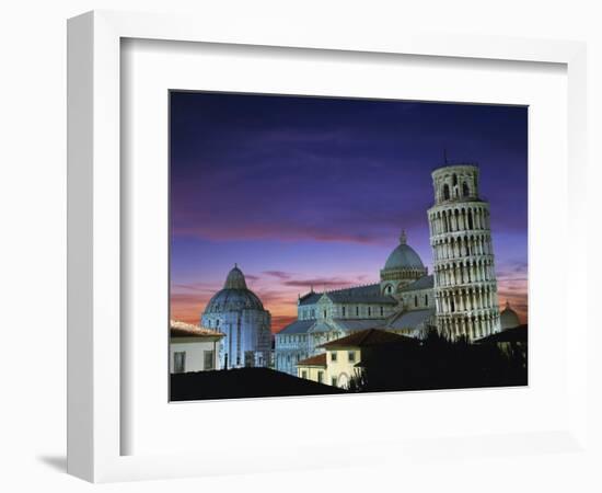 Leaning Tower, Duomo and Baptistery at Sunset in the City of Pisa, Tuscany, Italy-null-Framed Photographic Print