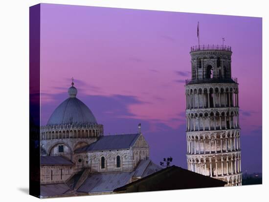 Leaning Tower (Torre Pendente) and Duomo / Night View, Pisa, Tuscany (Toscana), Italy-Steve Vidler-Stretched Canvas