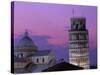 Leaning Tower (Torre Pendente) and Duomo / Night View, Pisa, Tuscany (Toscana), Italy-Steve Vidler-Stretched Canvas