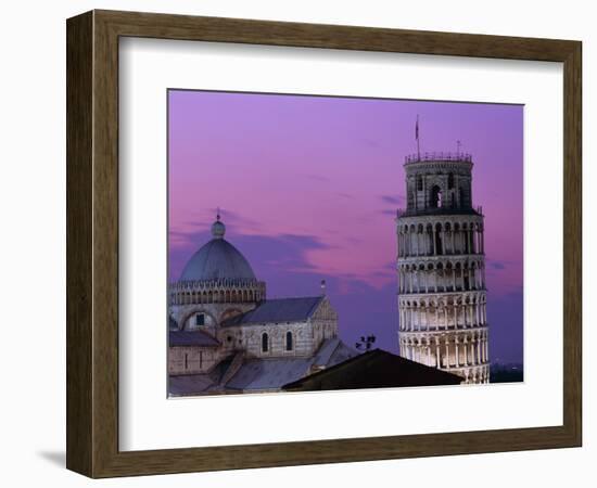 Leaning Tower (Torre Pendente) and Duomo / Night View, Pisa, Tuscany (Toscana), Italy-Steve Vidler-Framed Photographic Print