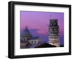 Leaning Tower (Torre Pendente) and Duomo / Night View, Pisa, Tuscany (Toscana), Italy-Steve Vidler-Framed Photographic Print