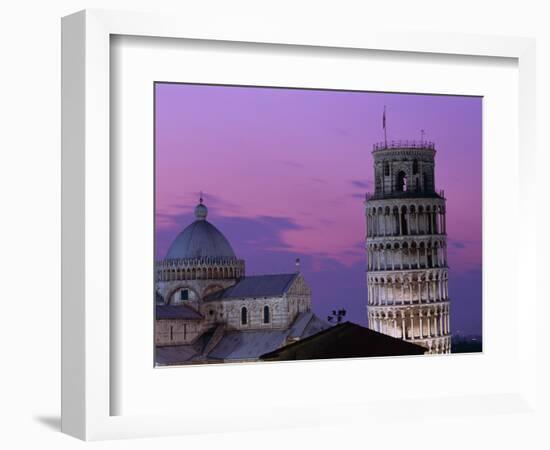 Leaning Tower (Torre Pendente) and Duomo / Night View, Pisa, Tuscany (Toscana), Italy-Steve Vidler-Framed Photographic Print