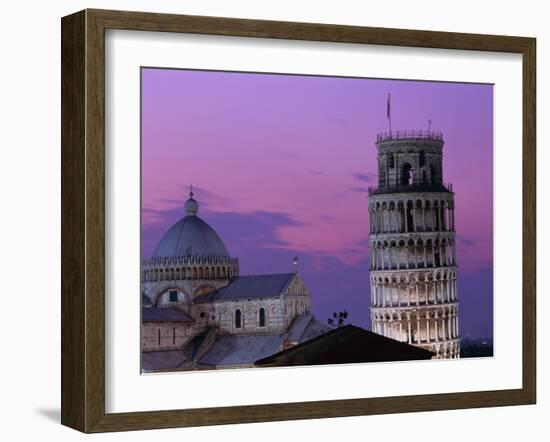 Leaning Tower (Torre Pendente) and Duomo / Night View, Pisa, Tuscany (Toscana), Italy-Steve Vidler-Framed Photographic Print