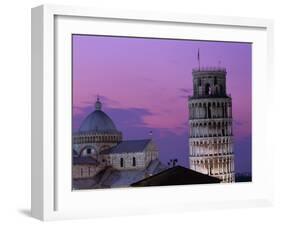 Leaning Tower (Torre Pendente) and Duomo / Night View, Pisa, Tuscany (Toscana), Italy-Steve Vidler-Framed Photographic Print