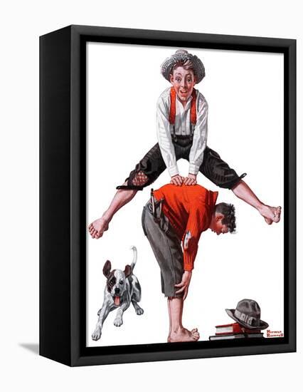 "Leapfrog", June 28,1919-Norman Rockwell-Framed Stretched Canvas