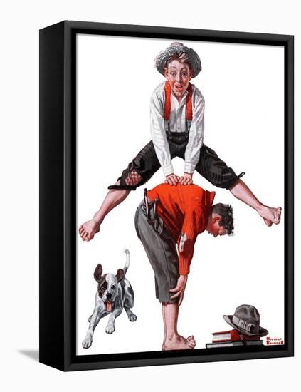 "Leapfrog", June 28,1919-Norman Rockwell-Framed Stretched Canvas