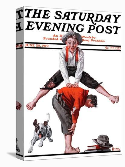 "Leapfrog" Saturday Evening Post Cover, June 28,1919-Norman Rockwell-Stretched Canvas