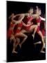 Leaping Blond in Red-null-Mounted Photographic Print