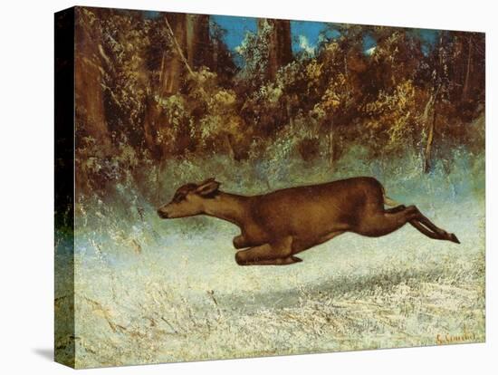 Leaping Doe-Gustave Courbet-Stretched Canvas