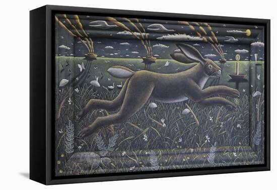 Leaping Hare  2020  (tinted gesso on wood)-PJ Crook-Framed Stretched Canvas