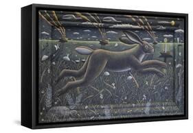 Leaping Hare  2020  (tinted gesso on wood)-PJ Crook-Framed Stretched Canvas