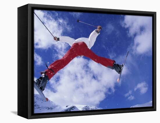 Leaping Skier-null-Framed Stretched Canvas