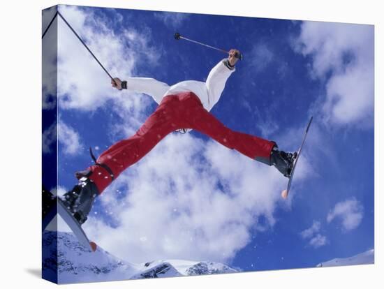 Leaping Skier-null-Stretched Canvas