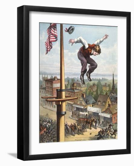 Leaps of Sam Patch, C19th-null-Framed Art Print