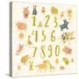 Learn to Count. All Numbers and Funny Cartoon Animals: Cat, Dog, Cow, Horse, Rabbit and Others in C-smilewithjul-Stretched Canvas