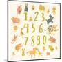 Learn to Count. All Numbers and Funny Cartoon Animals: Cat, Dog, Cow, Horse, Rabbit and Others in C-smilewithjul-Mounted Art Print