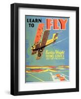 Learn to Fly', Curtiss-Wright Flying Service Poster, 1920S-null-Framed Premium Giclee Print