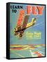 Learn to Fly', Curtiss-Wright Flying Service Poster, 1920S-null-Framed Stretched Canvas