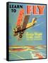 Learn to Fly', Curtiss-Wright Flying Service Poster, 1920S-null-Framed Stretched Canvas