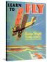 Learn to Fly', Curtiss-Wright Flying Service Poster, 1920S-null-Stretched Canvas