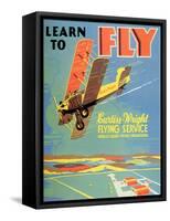 Learn to Fly', Curtiss-Wright Flying Service Poster, 1920S-null-Framed Stretched Canvas